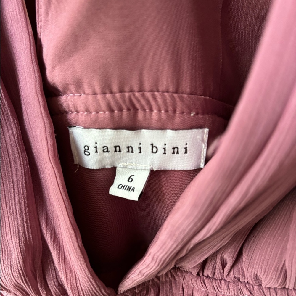 Gianni Bini Mauve Pink Maxi Dress Size 4 NWOT - Deep V Neck Long Sleeve Bohemian - Picture 2 of 4
